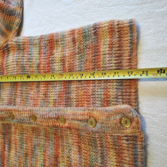 Vtg 70s Knit Mohair S M Wool Cardigan Sweater Multicolor Pastel Rainbow Boho - Picture 5 of 9